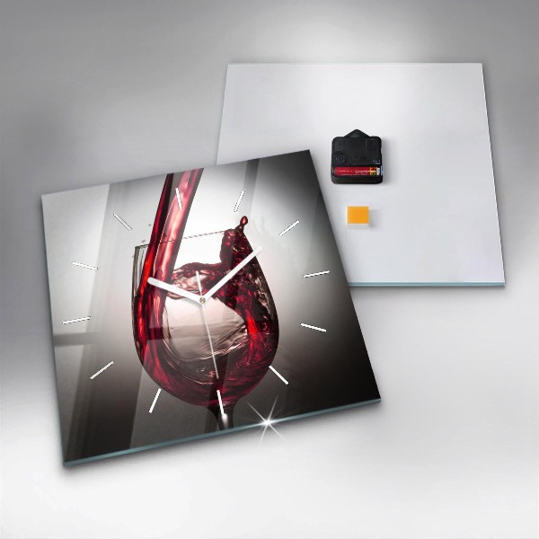 Skleněné hodiny čtvercové Sklenice vína