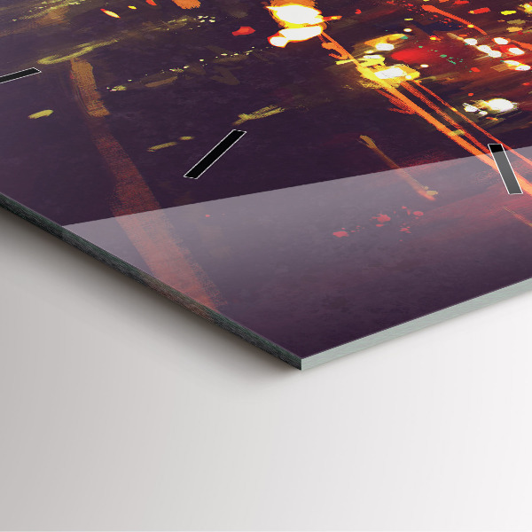 Skleněné hodiny čtvercové Malované město