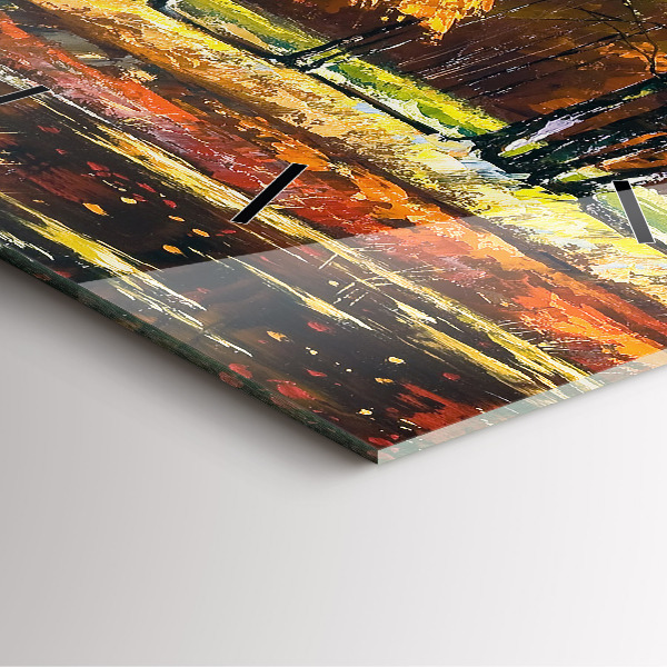 Skleněné hodiny čtvercové Podzimní krajina s řekou