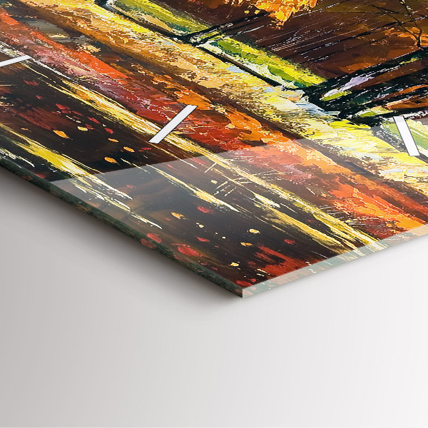 Skleněné hodiny čtvercové Podzimní krajina s řekou