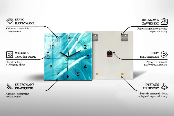 Skleněné hodiny čtvercové Lidé na akvarelu