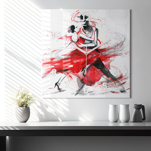 Skleněné hodiny čtvercové Tančící pár