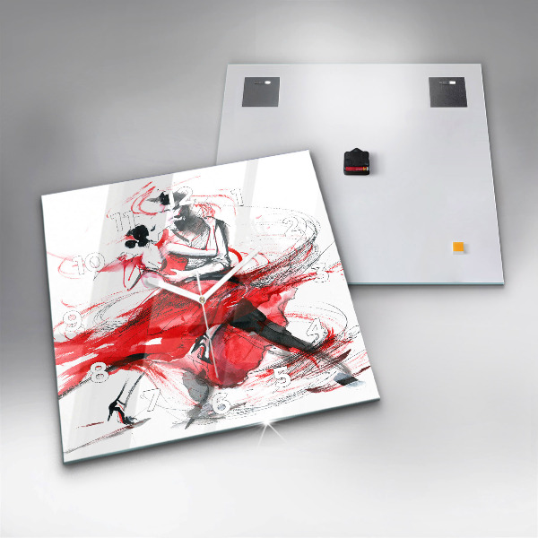 Skleněné hodiny čtvercové Tančící pár