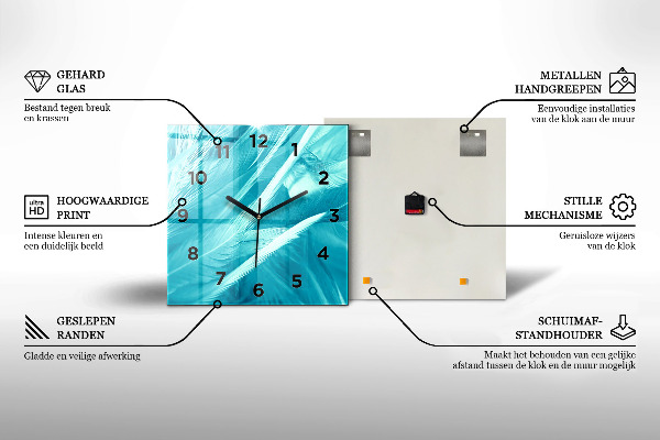 Čtvercové nástěnné hodiny Kamenná zeď