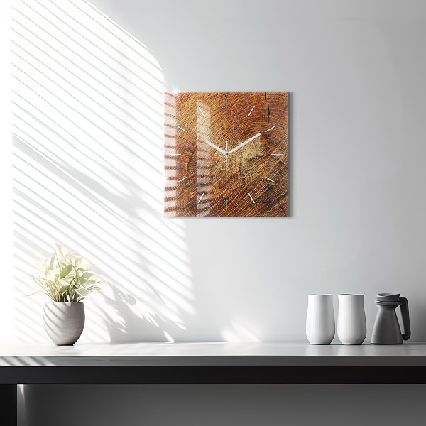 Skleněné hodiny čtvercové Starý kmen stromu