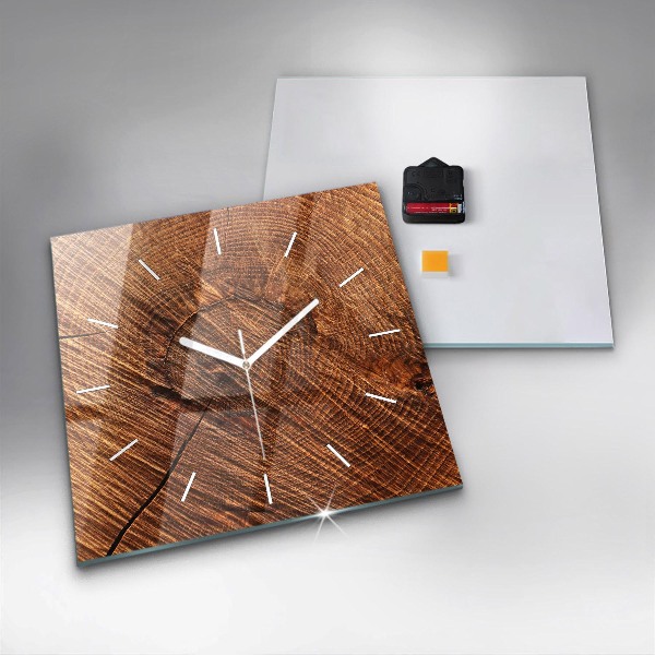 Skleněné hodiny čtvercové Dekorativní dřevo