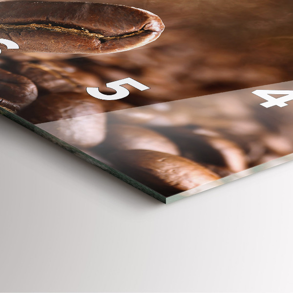 Skleněné hodiny čtvercové Kávová zrna