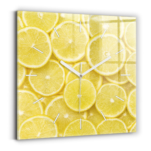 Skleněné hodiny čtvercové Plátky citronu
