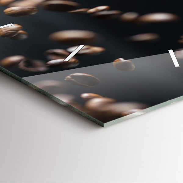 Čtvercové nástěnné hodiny Kávová zrna