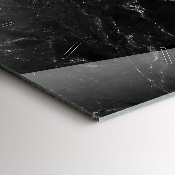 Čtvercové nástěnné hodiny Černý mramor