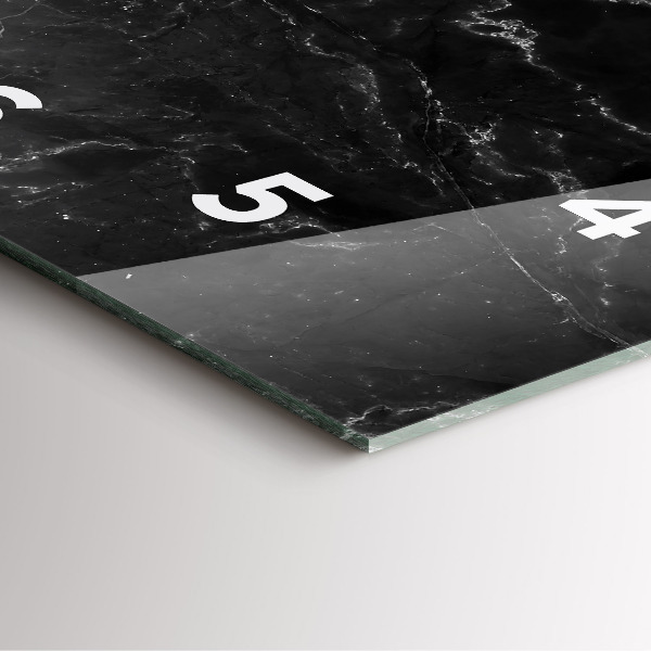 Čtvercové nástěnné hodiny Černý mramor