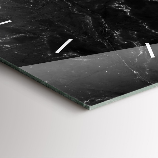 Čtvercové nástěnné hodiny Černý mramor