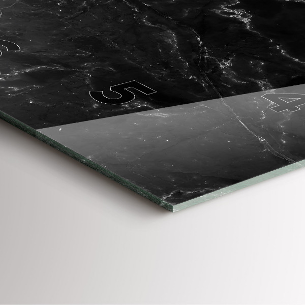 Čtvercové nástěnné hodiny Černý mramor