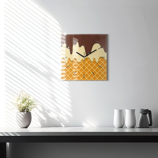 Čtvercové nástěnné hodiny Oplatky a zmrzlina