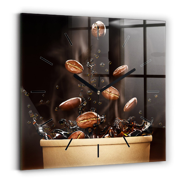 Čtvercové nástěnné hodiny Horká káva