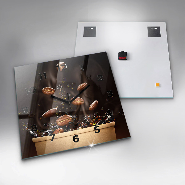 Čtvercové nástěnné hodiny Horká káva