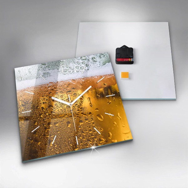 Čtvercové nástěnné hodiny Pivní hrnek