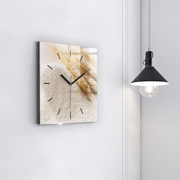 Čtvercové nástěnné hodiny Mouka a obilné klasy