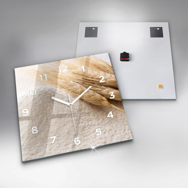 Čtvercové nástěnné hodiny Mouka a obilné klasy