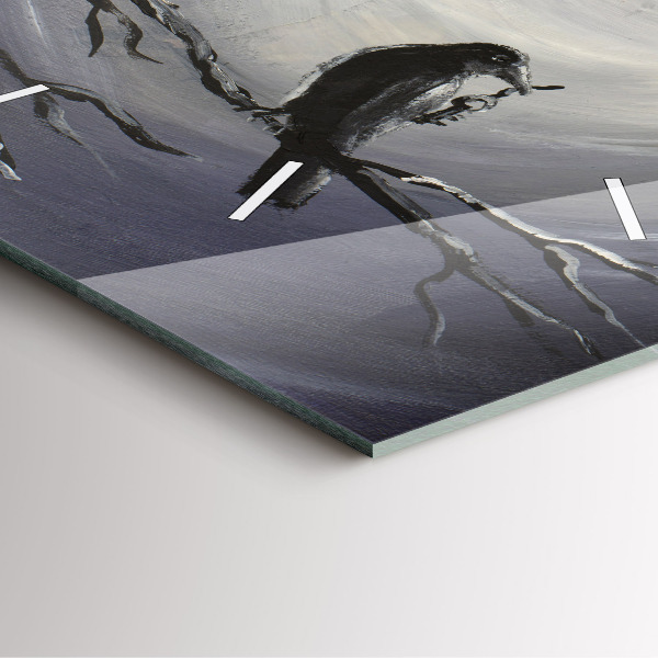 Čtvercové nástěnné hodiny Havran v měsíčním světle