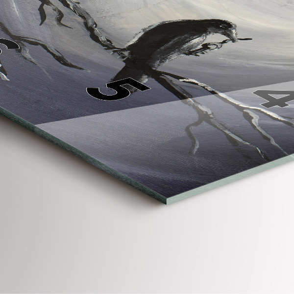 Čtvercové nástěnné hodiny Havran v měsíčním světle