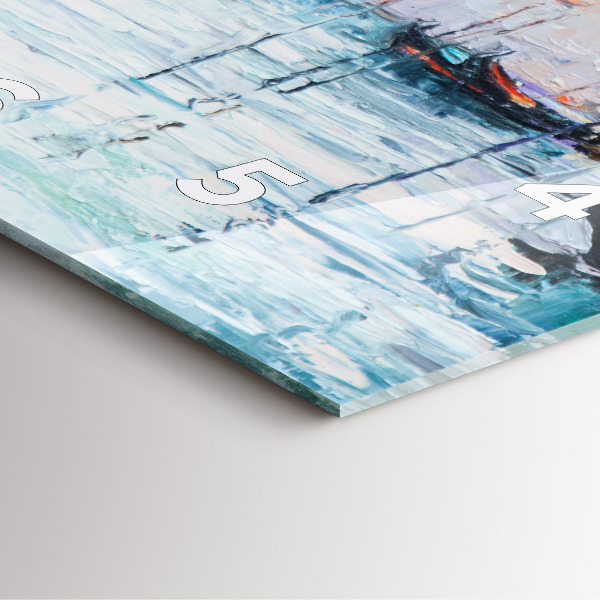 Skleněné hodiny čtvercové Olejomalba jachty moře