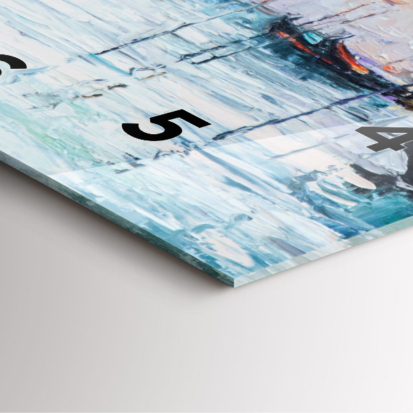 Skleněné hodiny čtvercové Olejomalba jachty moře