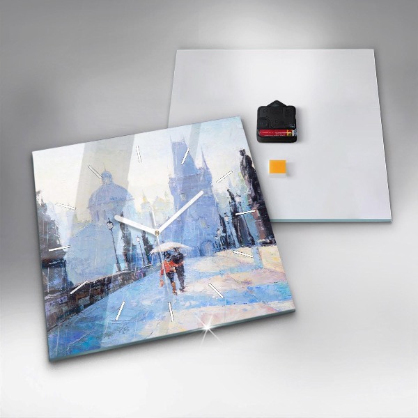 Skleněné hodiny čtvercové Olejomalba