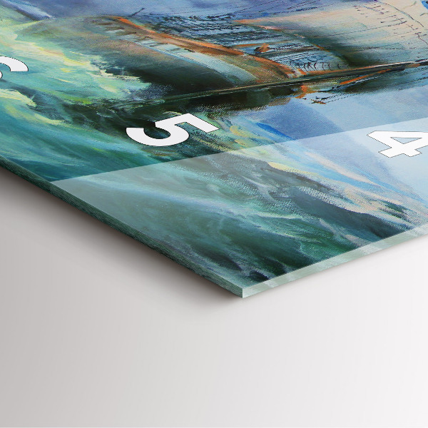 Skleněné hodiny čtvercové Loď na vodě