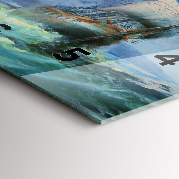 Skleněné hodiny čtvercové Loď na vodě