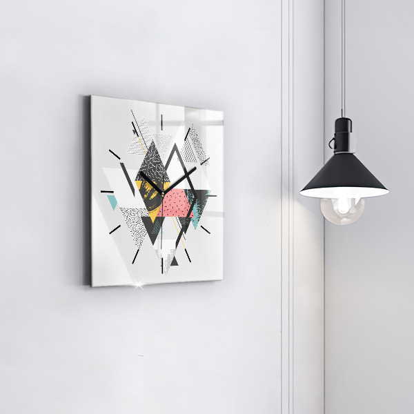 Skleněné hodiny čtvercové Geometrický vzor