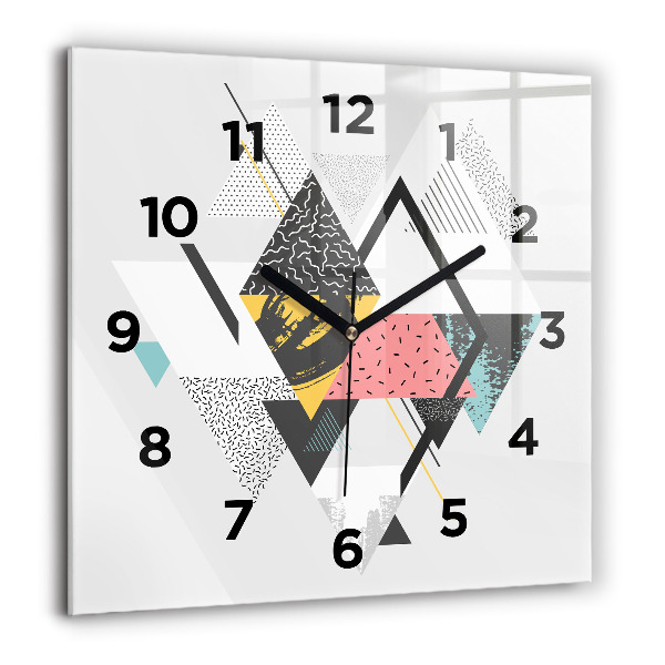 Skleněné hodiny čtvercové Geometrický vzor