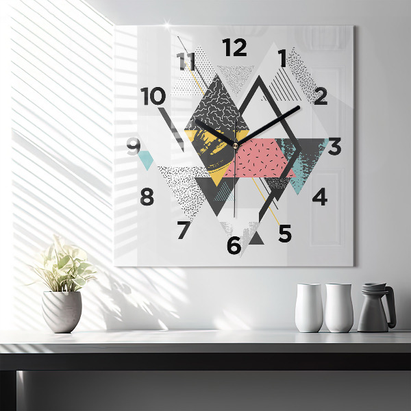 Skleněné hodiny čtvercové Geometrický vzor
