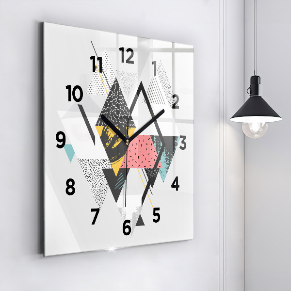 Skleněné hodiny čtvercové Geometrický vzor