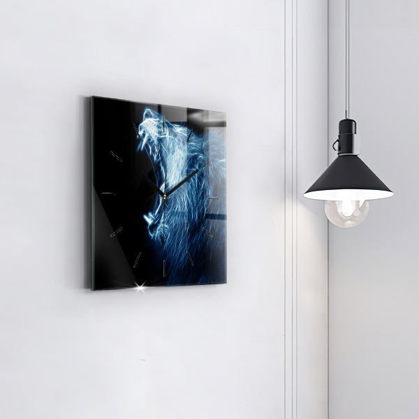 Skleněné hodiny čtvercové Divoký lev