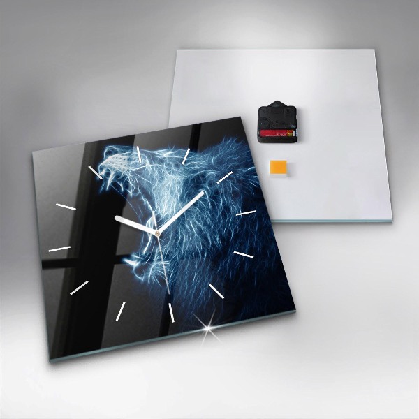 Skleněné hodiny čtvercové Divoký lev