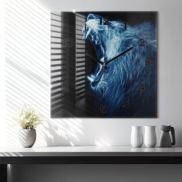 Skleněné hodiny čtvercové Divoký lev