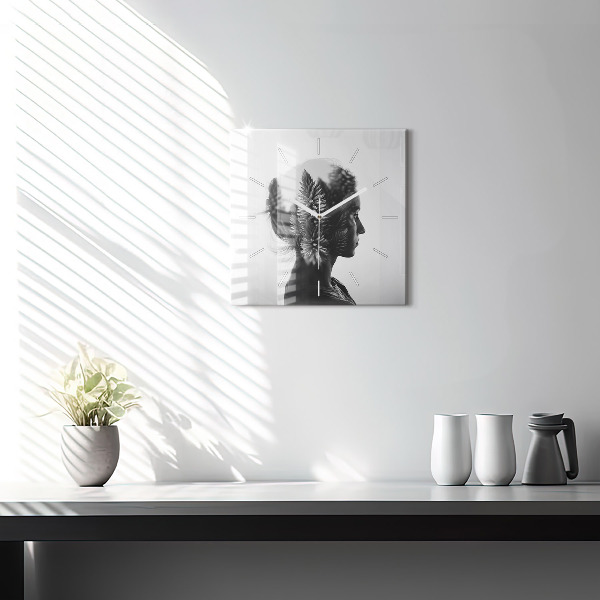 Skleněné hodiny čtvercové Portrét ženy