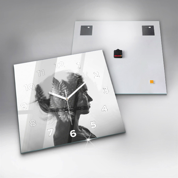 Skleněné hodiny čtvercové Portrét ženy