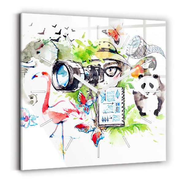 Skleněné hodiny čtvercové Zoolog