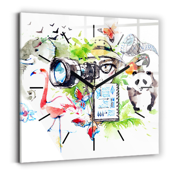 Skleněné hodiny čtvercové Zoolog