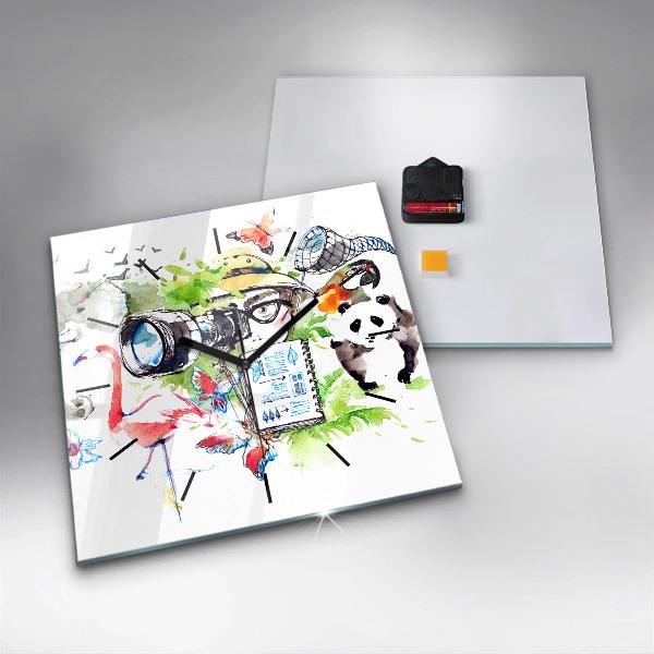 Skleněné hodiny čtvercové Zoolog