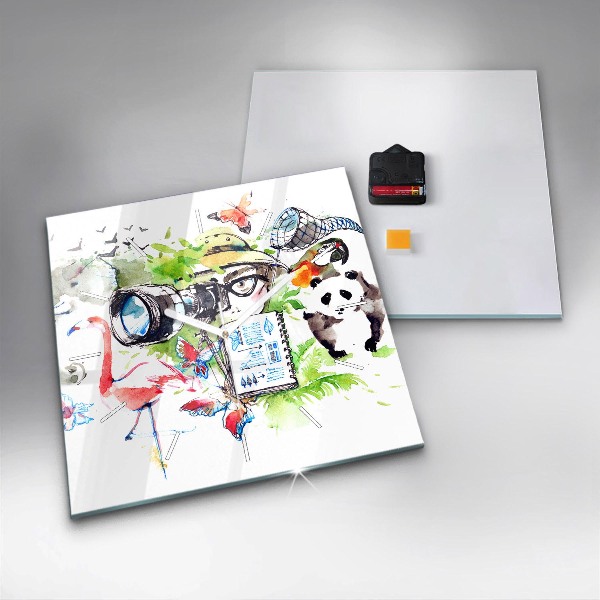 Skleněné hodiny čtvercové Zoolog