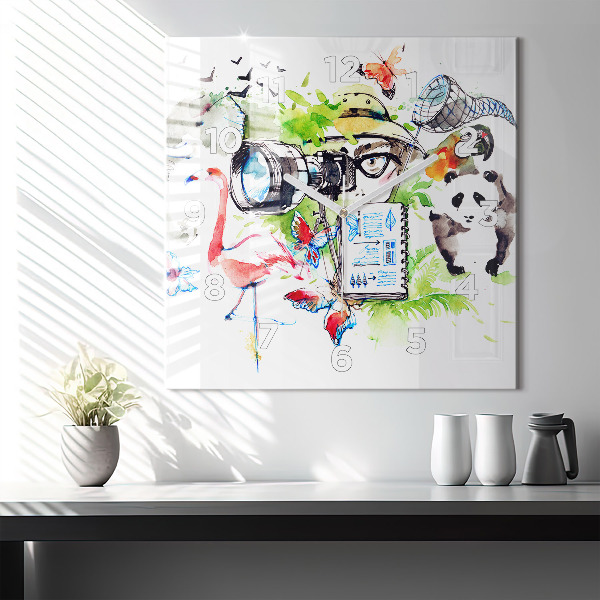 Skleněné hodiny čtvercové Zoolog