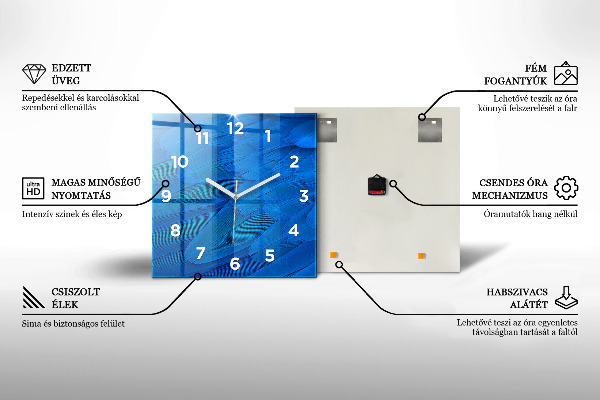 Skleněné hodiny čtvercové Svoboda a příroda ptáků