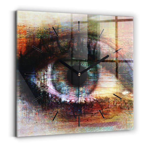 Skleněné hodiny čtvercové Pouliční umění Oko