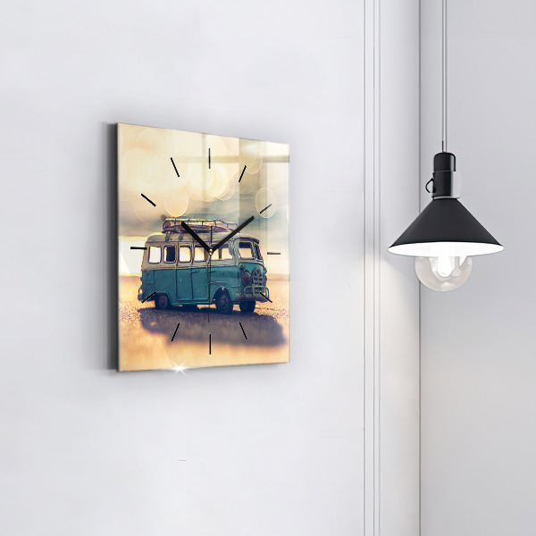 Skleněné hodiny čtvercové Táborník na pláži