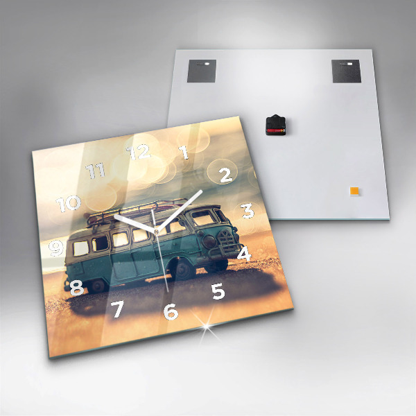 Skleněné hodiny čtvercové Táborník na pláži