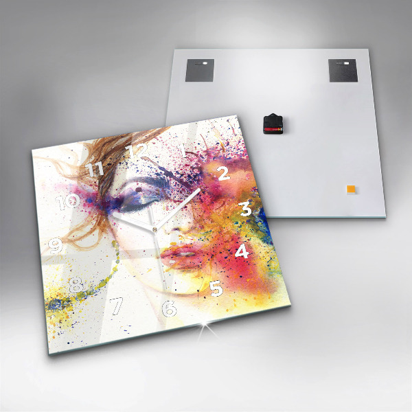 Skleněné hodiny čtvercové Portrét tajemné ženy