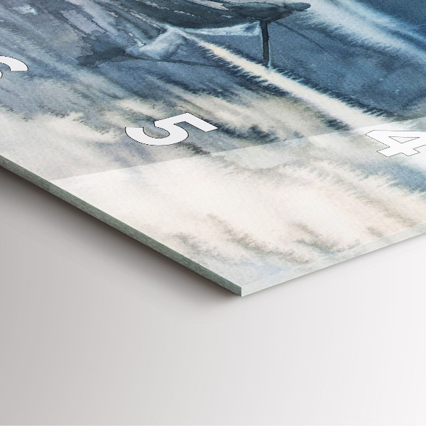 Skleněné hodiny čtvercové Zimní jezero Loď